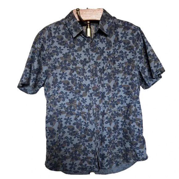 GUESS ~ Men's blue and grey floral button down. - Picture 1 of 5